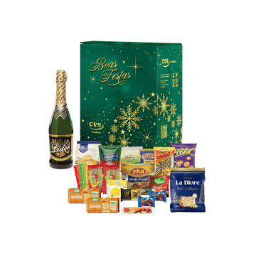 Cesta de Natal Hematita, caixa de papelão decorada kraft. Ela está repleta de produtos alimentícios como panetone, espumante, amendoim, balas, biscoitos, bombons, farofa, macarrão, molho de tomate e outros itens para ceia. Cesta de Natal Hematita, caixa de papelão decorada kraft. Ela está repleta de produtos alimentícios como panetone, espumante, amendoim, balas, biscoitos, bombons, farofa, macarrão, molho de tomate e outros itens para ceia.