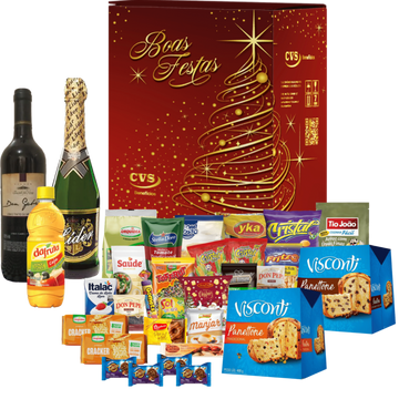 Cesta de Natal Rubi em caixa de papelão kraft decorada 
Com diversos itens, 
Incluindo
Panetone com frutas 400gramas,
Panetone com gotas de chocolate 400 gramas 
E outros produtos saborosos
 Cesta de Natal Rubi em caixa de papelão kraft decorada 
Com diversos itens, 
Incluindo
Panetone com frutas 400gramas,
Panetone com gotas de chocolate 400 gramas 
E outros produtos saborosos