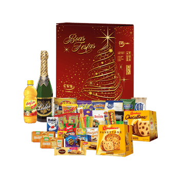 A Cesta de Natal Ágata contém 34 itens e 40 unidades, incluindo: Espumante Branco, Suco para Refresco, Panetone Bauducco de Frutas (400g) e Panetone Bauducco de Gotas de Chocolate (400g). Uma seleção perfeita para celebrar as festas com muito sabor e alegria! A Cesta de Natal Ágata contém 34 itens e 40 unidades, incluindo: Espumante Branco, Suco para Refresco, Panetone Bauducco de Frutas (400g) e Panetone Bauducco de Gotas de Chocolate (400g). Uma seleção perfeita para celebrar as festas com muito sabor e alegria!