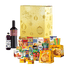 Cesta de Natal Esmeralda em caixa de papelão kraft decorada com 38 itens, incluindo panetones fruta e gotas de chocolate 400 gramas cada, vinho tinto, suco de uva e outro produtos Cesta de Natal Esmeralda em caixa de papelão kraft decorada com 38 itens, incluindo panetones fruta e gotas de chocolate 400 gramas cada, vinho tinto, suco de uva e outro produtos