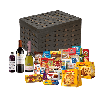 A Cesta de Natal Safira
Embalada em uma elegante cesta de vime,
Esta cesta inclui dois panetones Bauducco
(um de frutas e outro de gotas de chocolate),
Azeitonas em conserva, Vinho Chileno,
Espumante francês e muito mais
outros produtos deliciosos.
Uma seleção perfeita para celebrar as
festas com muito sabor e alegria!
A Cesta de Natal Safira
Embalada em uma elegante cesta de vime,
Esta cesta inclui dois panetones Bauducco
(um de frutas e outro de gotas de chocolate),
Azeitonas em conserva, Vinho Chileno,
Espumante francês e muito mais
outros produtos deliciosos.
Uma seleção perfeita para celebrar as
festas com muito sabor e alegria!