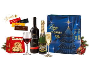 Cesta de Natal Kit Jade, espumante, vinho e panetone