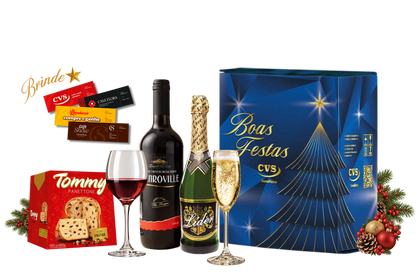 Cesta de Natal Kit Jade, espumante, vinho e panetone