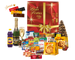 Cesta de Natal Ágata com 35 itens, incluindo espumante branco, suco para refresco, panetone Bauducco de frutas 400g e panetone Bauducco com gotas de chocolate 400g.