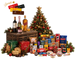 Cesta de Natal Pérola com dois panetones Bauducco, sendo um de frutas e um com gotas de chocolate, suco de frutas e outros produtos natalinos.