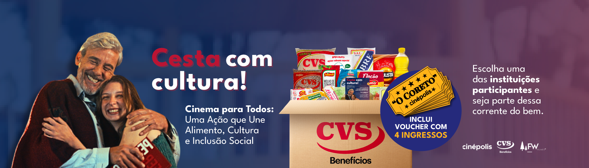 Banner página de doação cesta com cultura